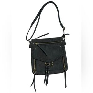 Boho Black Crossbody Bag with Braided Details & Tassels